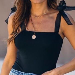 Bodysuit with adjustable chiffon straps